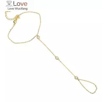 Серебряный новый модный ободок Bling Aaa циркониевый звено цепи украшения для рук для женщин Charm Cz браслет с кольцом