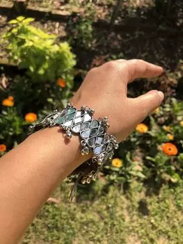 Серебряный оксидированный зеркальный браслет-браслет