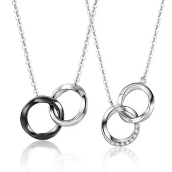 Серебряный парный комплект ожерелий для мужчин и женщин, белая подарочная упаковка, парное ожерелье [FANCIME] Комплект, 2, пары, пары, мужские, женские, рождественские,