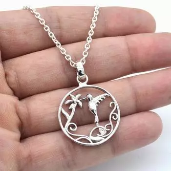 Серебряный подвесной кулон с птицей и цепочкой из стерлингового серебра 925 пробы, ювелирное ожерелье ручной работы серебряный