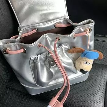 Серебряный порошок контрастный рюкзак женский мягкий кожаный рюкзак новая ниша простая повседневная сумка через плечо серебряный