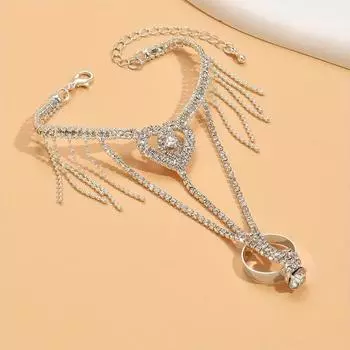 Серебряный позолоченный блестящий полный страз браслет с инкрустацией из циркония в форме сердца, роскошная цепочка на руку, ювелирное украшение для женщин