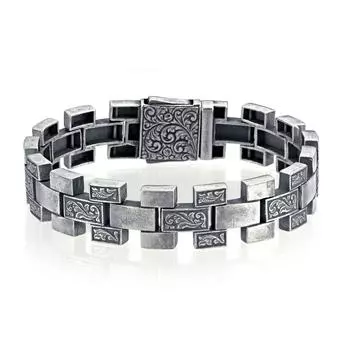 Серебряный ручная инкрустация Серебряный браслет ручной работы