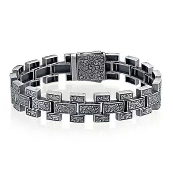 Серебряный ручная инкрустация Серебряный браслет ручной работы