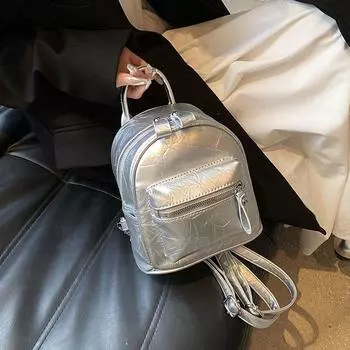 Серебряный рюкзак премиум-класса для женщин, новый иностранный универсальный рюкзак для студентов, дорожная мини-сумка для книг серебряный