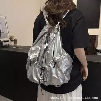 Серебряный рюкзак женский большой емкости повседневная модная сумка-ведро студенческая школьная сумка многофункциональный рюкзак премиум-класса Sense серебряный