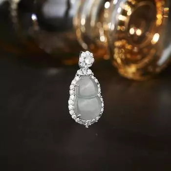 Серебряный S925 новый натуральный гватемальский жадеит тыква кулон инкрустированный цирконием шея подвеска мода 925 silver