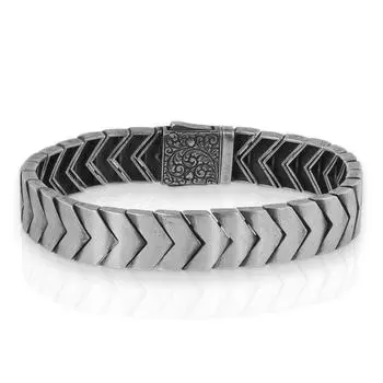 Серебряный серебряный браслет ручной работы с V-образным вырезом