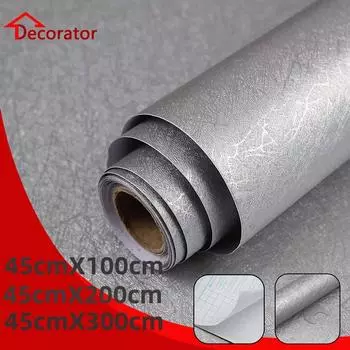 Серебряный шелк тиснение самоклеящиеся самоклеящиеся обои съемные кухонные шкафы мебель столешницы текстурированные обои