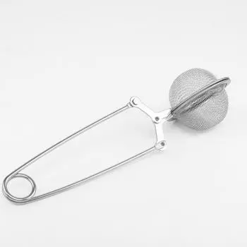 Серебряный ситечко из нержавеющей стали 4,5 см, стальной сетчатый шар, чайные листья, фильтр, сжимаемая фиксирующая ложка, инструмент