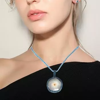 Серебряный солнечный друзовый драгоценный камень в подарок другу, ювелирное изделие в технике макраме