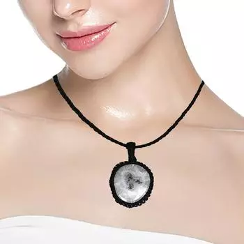 Серебряный солнечный друзовый драгоценный камень в подарок другу, ювелирное изделие в технике макраме