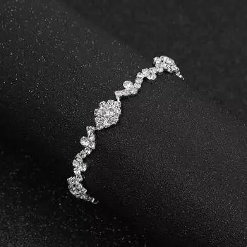 Серебряный свадебный цветок, полный бриллиантовый браслет, ювелирные изделия, новая модная цепочка со стразами, свадебные украшения белый