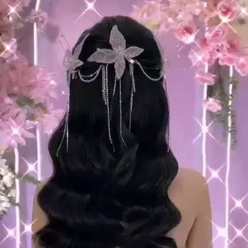 Серебряный свадебный головной убор сверкающая фея заколка для волос красивая бабочка кисточка шпилька для танцев вечеринка Style1