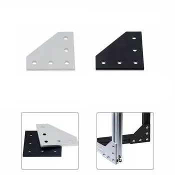 Серебряный угловой кронштейн без винтов 1 шт 5 отверстий 90 градусов черный чёрный