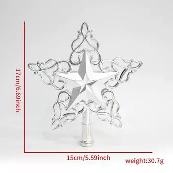 Серебряный Впечатляющий 22см Звезда Навершие Креативный Полый Пластиковый Рождественский Декор 17cm Silver Star