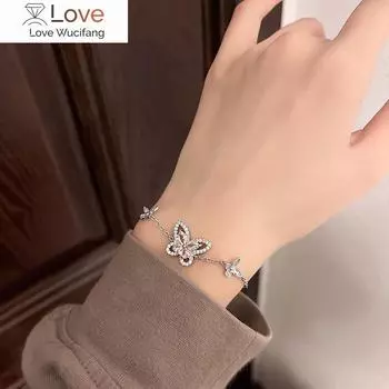 Серебряный женский браслет-бабочка Aaa Cz, роскошный, с инкрустацией кристаллами и стразами, регулируемый, ювелирный подарок на свадьбу, вечеринку Z663 розовый