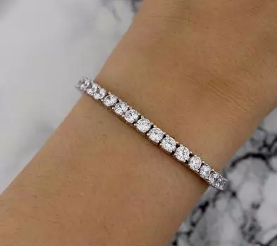 Серебряный женский браслет, теннисный браслет круглой формы, стильный женский браслет