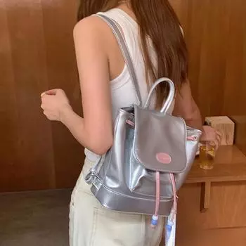 Серебряный женский повседневный рюкзак: Летняя школьная сумка-мессенджер и сумка через плечо 2025 года серебряный