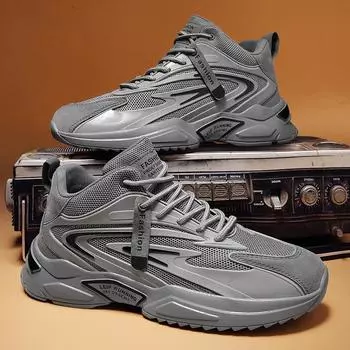 Середина осени и зима. Обувь для папы. Новая мужская спортивная обувь на толстой подошве. Высокая повседневная мужская обувь. 39 бежевый