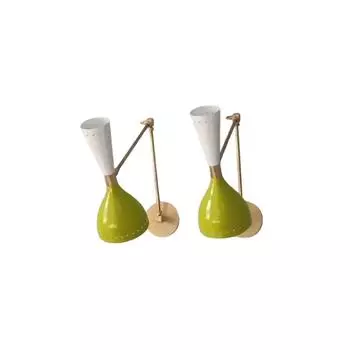 Середина века 1950-х годов, латунная настенная регулируемая пара ламп бра, итальянская Smirnova Light