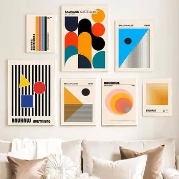 Середина века абстракция Баухаус линейная геометрия скандинавское настенное искусство плакат и принты холст живопись настенные картины для декора гостиной 21x30cm No Framed