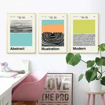 Середина века Абстрактное Современное Настенное Искусство Холст Картины Галерея Выставка Цветные Плакаты И Печати Картины Гостиная Домашний Декор 21x30cm No Framed