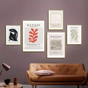 Середина века Выставка Плакат Анри Матисс Абстрактное искусство Вырез Принт Женское тело Листья Живопись Холст Настенный Декор Картина 21cm30cm NoFrame