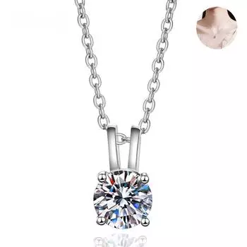 Серенити настоящий D цвет 6,5 мм 1 карат кулон с муассанитом ожерелье для женщин S925 стерлингового серебра пластина Pt950 цепочка на шею ювелирные изделия 45cm