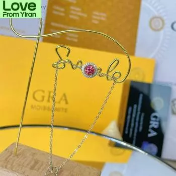 Serenity Day S925 стерлингового серебра Inlind 0.5ct розовый муассанит бриллиантовый браслет для женщин роскошные украшения на день рождения подарки