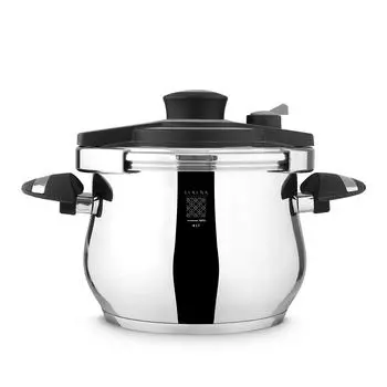 Serenk 6 Qt Pressure Cooker, Stove Top, Stainless Steel, Extra Thick Thermo Capsule Base, 3 Safety Mode, Induction Cookware