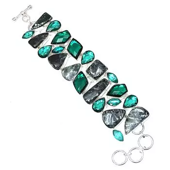 Серфинит Кабошон Хром Диопсид Драгоценные Камни Ювелирные Изделия Браслеты 7-8