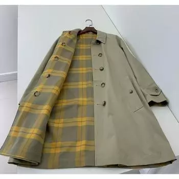 Series ~ Elegant Neat ~ B s Classic Double-Sided Lapel Worsted Coat Autumn pear yellow grid S