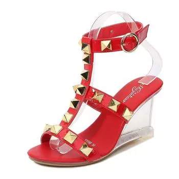 Серия 1098, каблук 6/8 см, 2022, туфли на каблуке с заклепками, прозрачные туфли на каблуке для ночного клуба, обувь для девочек, стеклянный каблук, прозрачный ивовый гвоздь, LFD 34 чёрный