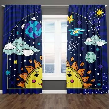 Серия абстрактных искусств Богемный психоделический космос Бесплатная доставка 2 шт. Тонкие затемняющие шторы для окон для гостиной и спальни Декор 98W202H CM&Rod Pocket