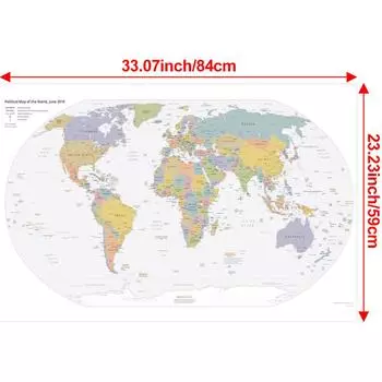 Серия английских карт - Карта мира-2019, Образовательный плакат без рамки, Декор для стен, Товары для путешествий/Обучение, Декор для стен с картой мира 59*42cm