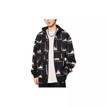 Серия Anta Life FW22 с алфавитным абстрактным узором и полным принтом, свободная толстовка с капюшоном на молнии, куртка с длинными рукавами, верхняя одежда унисекс, черный 172238718-3