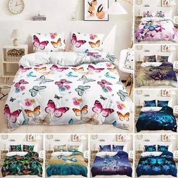 Серия «Бабочка» Doona/Одеяло/Пододеяльник Комплект постельного белья для одного/двухместного/королевского размера Single 135x200cm