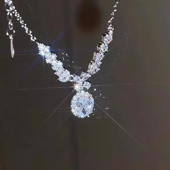 Серия BELLA BOX Angel Wings из нового циркона, простая темпераментная цепочка на ключицу, улучшенное чувство света, роскошное колье для меньшинств Necklace+Pendant алмаз