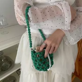 Серия бисероплетеная акриловая сумка-ведро, нишевый дизайн, портативная сумка-мессенджер розовый