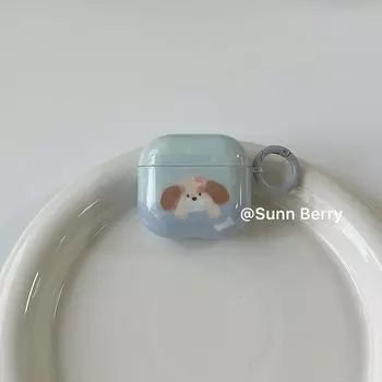 Серия Cure Blue Милый щенок кость Подходит для чехла для Bluetooth-гарнитуры Airpods4 Защитный чехол для Airpods2/3 Чехол для гарнитуры Apple второго поколения Мягкий airpods pro2 pro2 and pro Neutral