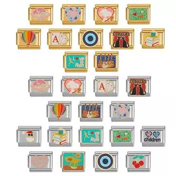 Серия цветов Diy Итальянский браслет из нержавеющей стали 9 мм с подвесками