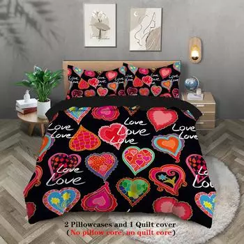 Серия «День святого Валентина» 3D цифровое полиэстеровое трехкомпонентное одеяло, чехол, постельное белье, пододеяльник, наволочка 135x200cm