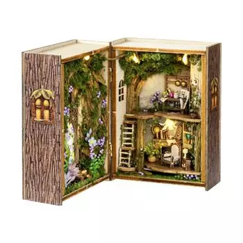 Серия DIY Миниатюрный кукольный домик Хижина DIY Миниатюрный кукольный домик Набор с мебелью 1:32 масштаба открытый и закрытый деревянный кукольный домик создаем с 30 мл клея One Size коричневый