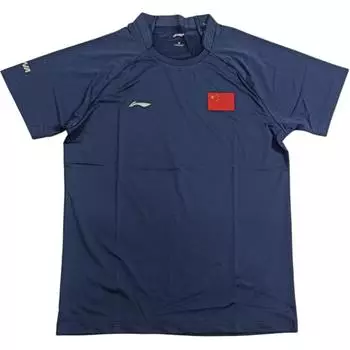 Серия для настольного тенниса Li Ning Спортивная повседневная простая однотонная футболка с коротким рукавом Мужские топы Темно-синий AHSQ887-1 4XL