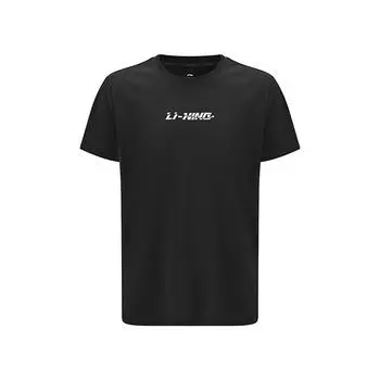 Серия для настольного тенниса Li Ning, принт бренда, влагоотводящая, быстросохнущая, охлаждающая, повседневная спортивная футболка с коротким рукавом, унисекс, топы, черная ATSV609-1 S