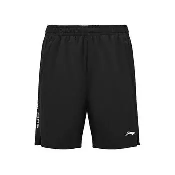 Серия для настольного тенниса Li Ning Спорт Минималистичные Облегающие Однотонные С надписью Удобные Модные Повседневные Шорты Унисекс шорты Черный AKSV641-1 S