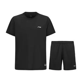 Серия для настольного тенниса Li Ning Простые универсальные однотонные дышащие легкие удобные быстросохнущие шорты повседневный спортивный комплект AATV057-5 S