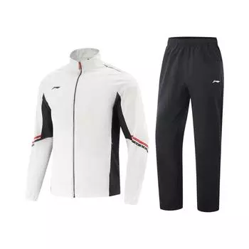 Серия для настольного тенниса Li Ning Простой топ с воротником-стойкой на молнии и цветными блоками Удобные универсальные брюки средней посадки Повседневный спортивный костюм AWBV021-2 M