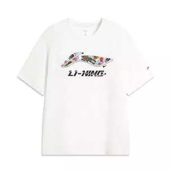 Серия для настольного тенниса Li Ning, стиль колледжа, дышащая футболка с коротким рукавом и круглым вырезом, мужская, белая ATSV701-2 S